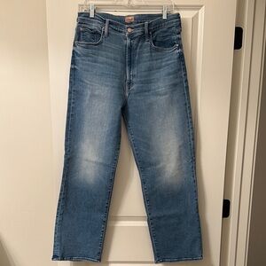 MOTHER rambler zip flood Blue Jeans 34